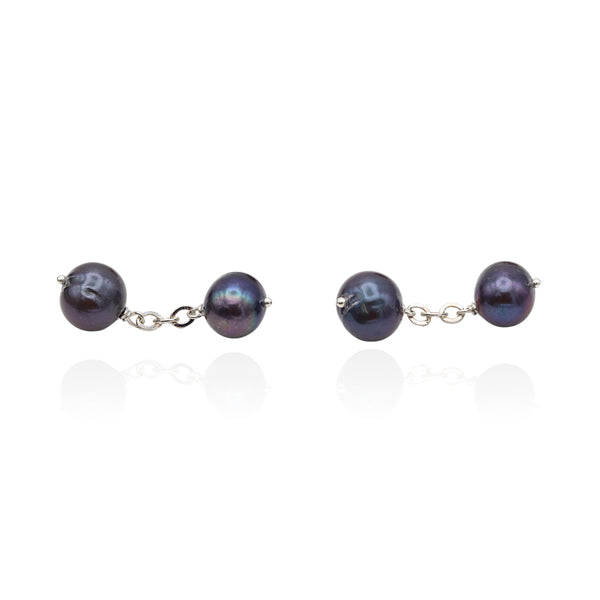 Dark Grey Pearl And Chain Cufflinks