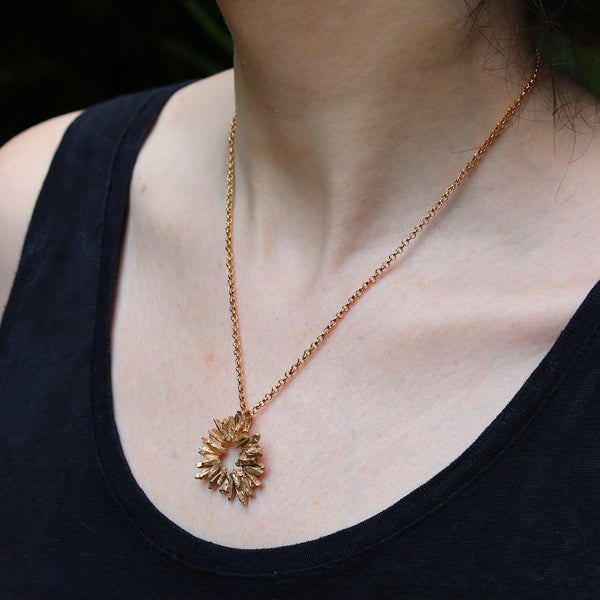Silver Basalt Sun Necklace