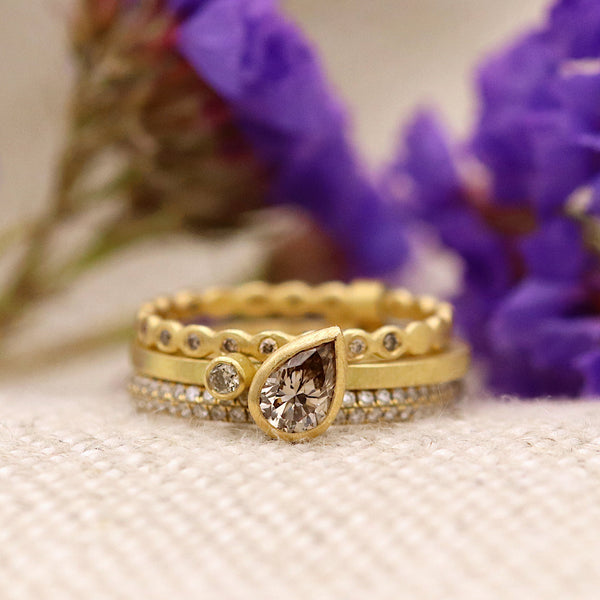 Asymmetric Champagne Diamond Ring