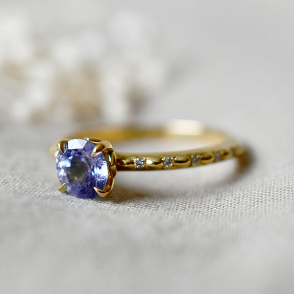 Blue Sapphire and Diamond Teardrop Ring