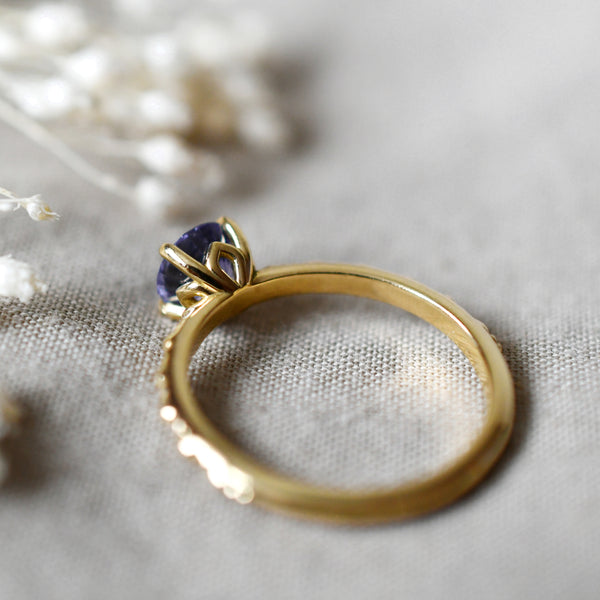 Blue Sapphire and Diamond Teardrop Ring