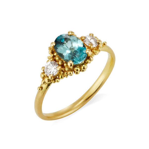 Viridian Sapphire Oval Cluster Ring