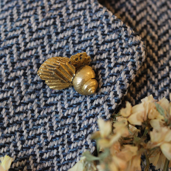 Brass Periwinkle Shell Cluster Pin