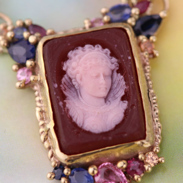 Antique Intaglio and Sapphire Necklace