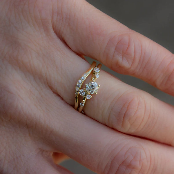 Curved Arc Band with White Diamonds
