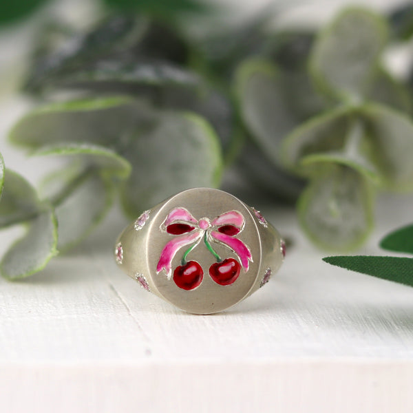 Cherry and Bow Signet Ring