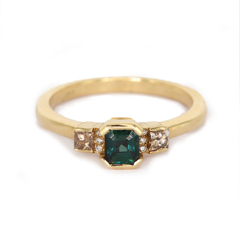 Nova Teal Sapphire and Diamond Ring