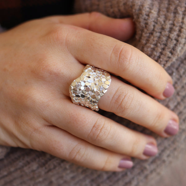 Silver Undulating Caddis Ring