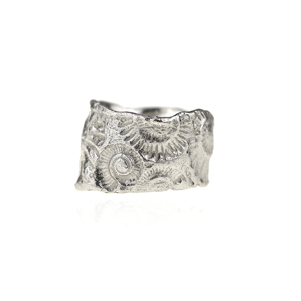 Silver Ammonite Nautilus Ring