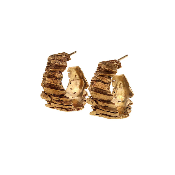 Basalt Texture Bronze Hoops