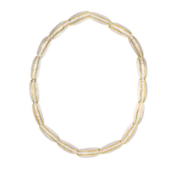 Silver Threaded Texture Statement Necklace