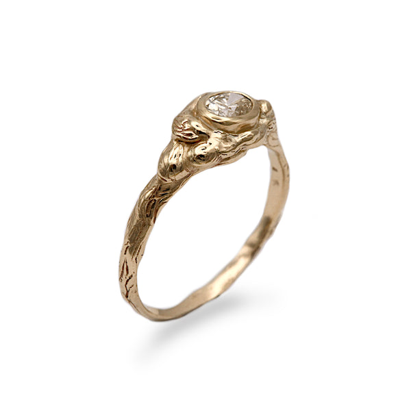 Brown Diamond Molten Carved Solitaire Ring