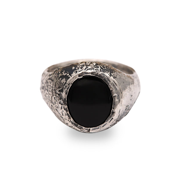 Rustic Onyx Signet Ring