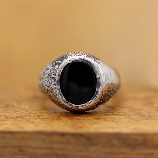 Rustic Onyx Signet Ring