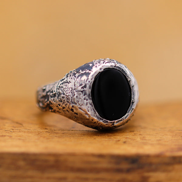 Rustic Onyx Signet Ring