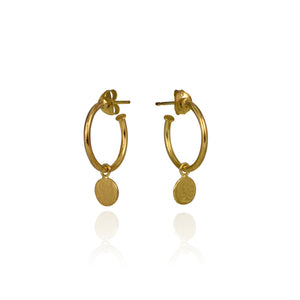Gold Paillette Drop Hoop Earrings