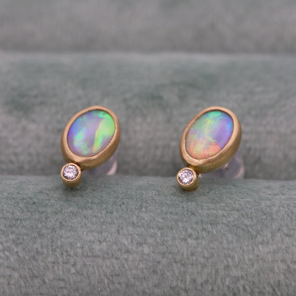 Opal And Diamond Speckle Earrings