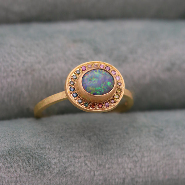 Nebula Opal And Diamond Halo Ring