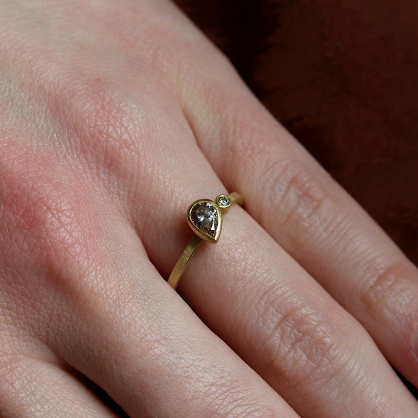 Asymmetric Champagne Diamond Ring