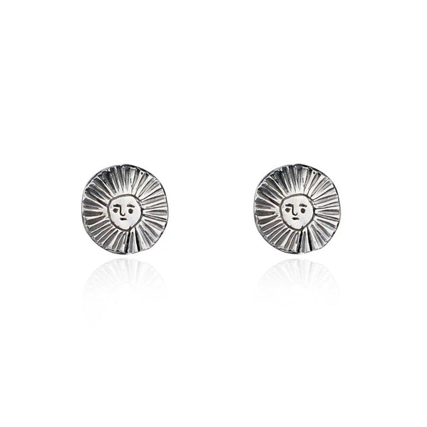 Silver Sun Disc Earrings