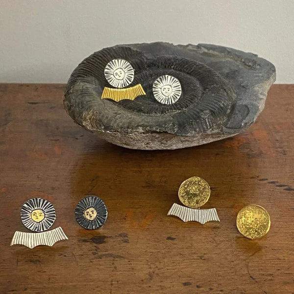 Silver Sun Disc Earrings
