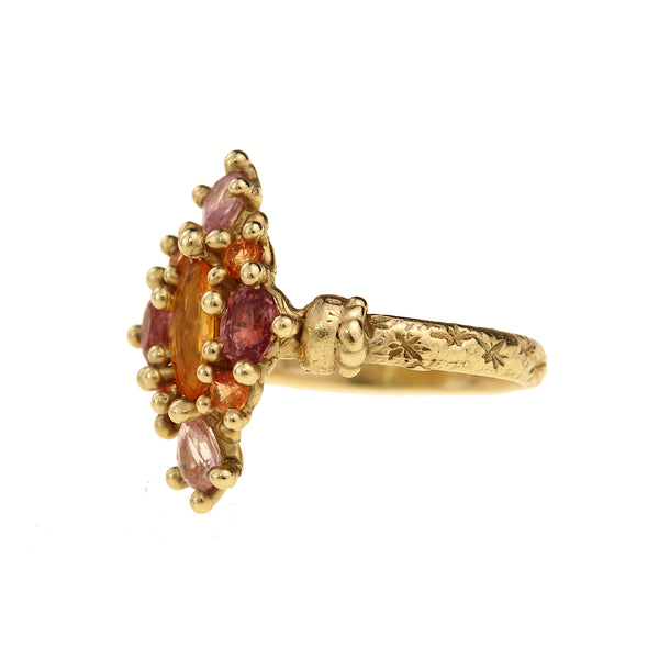 Pink & Yellow Navette Ring