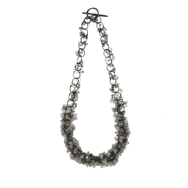 Beaded Moonstone, Labradorite and Fine Wire Necklace