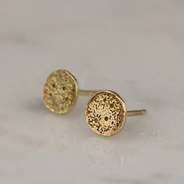 Gold Mini Moon Disc Studs