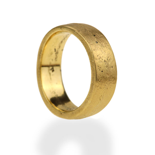 Sandcast 18ct Yellow Gold 7mm Ring
