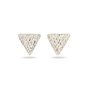 Small Stamped Silver Triangle Studs