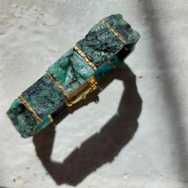 Rough Cut Brazilian Emerald Bracelet