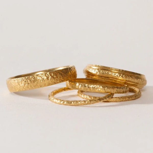 Textured wedding rings