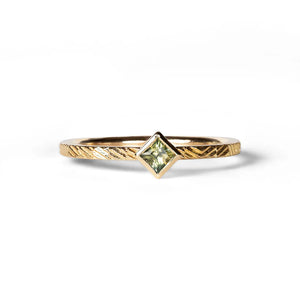 Green Sapphire Square Contour Ring