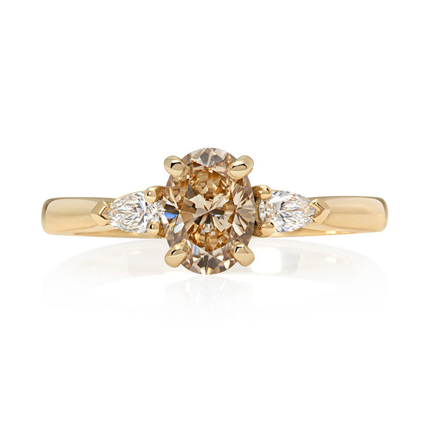 Sona Brown Oval Diamond Trilogy Ring