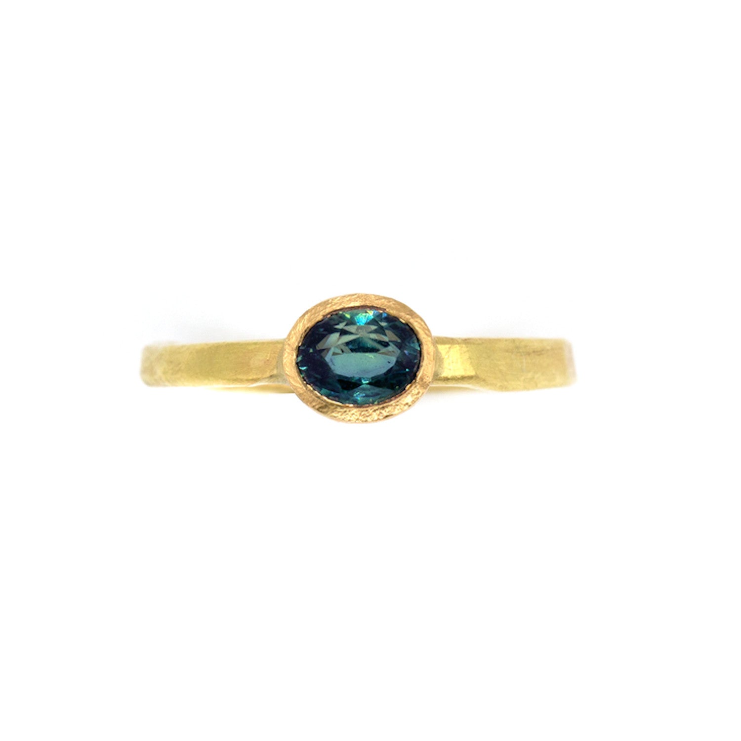 Oval Teal Sapphire Ring