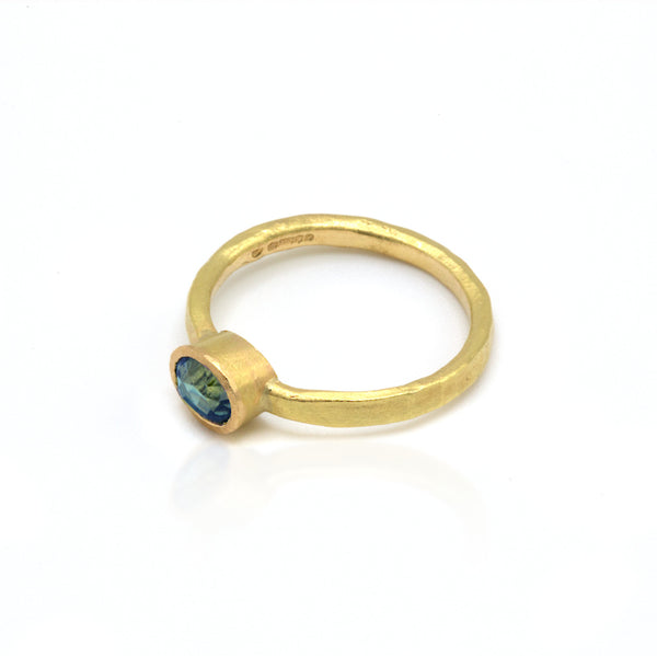 Oval Teal Sapphire Ring