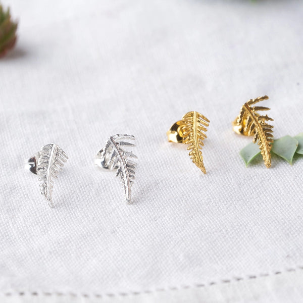 Gold Fern Stud Earrings