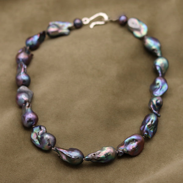 Baroque Petrol Pearl Necklace