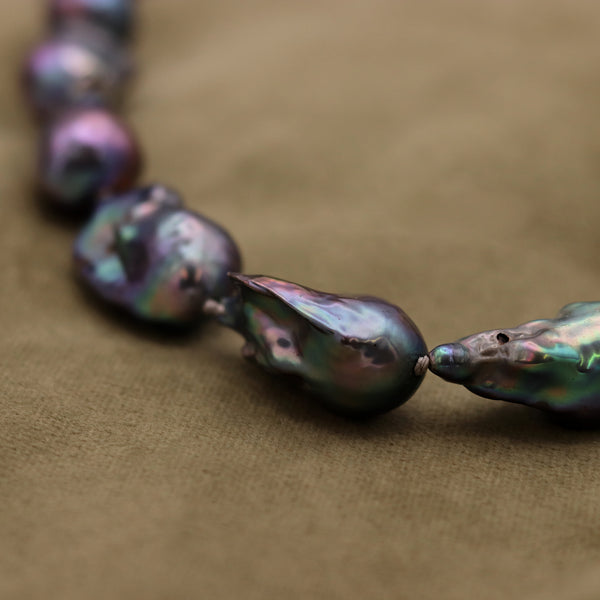 Baroque Petrol Pearl Necklace
