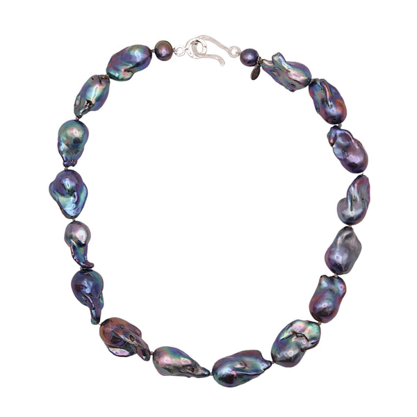 Baroque Petrol Pearl Necklace
