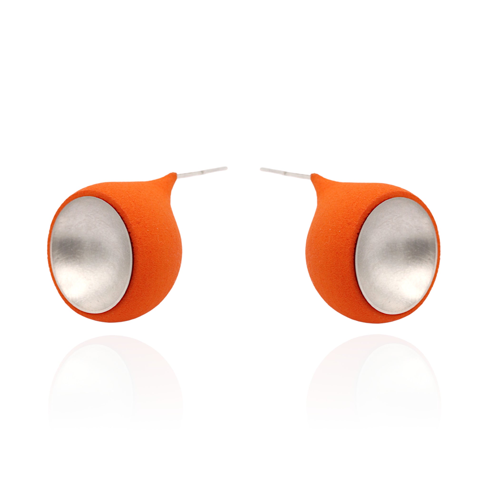 DUALITY Round Orange Ear Studs by Anne Earls Boylan