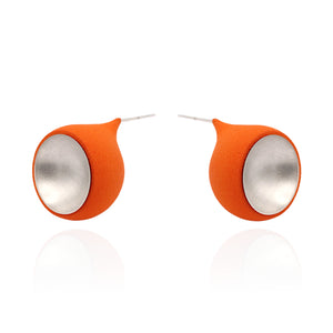 DUALITY Round Orange Ear Studs by Anne Earls Boylan