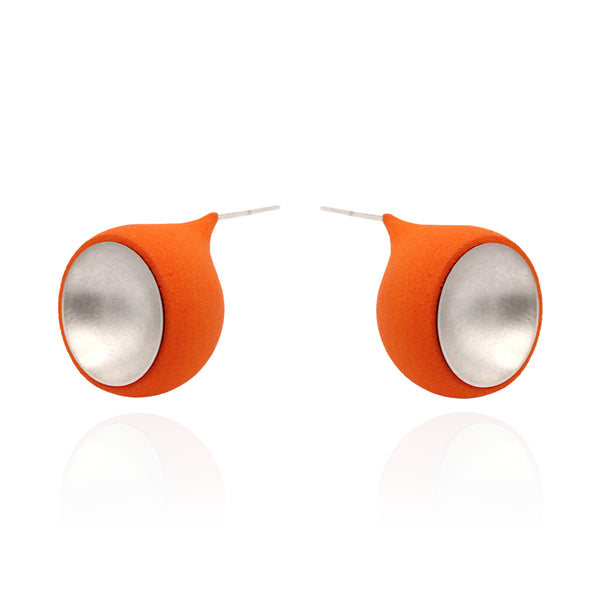 DUALITY Round Orange Ear Studs by Anne Earls Boylan