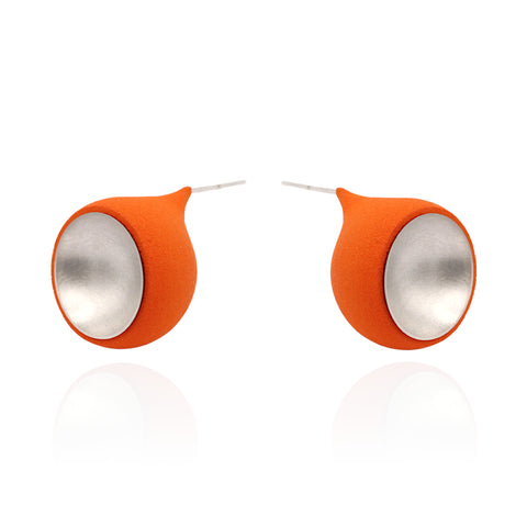 DUALITY Round Orange Ear Studs by Anne Earls Boylan