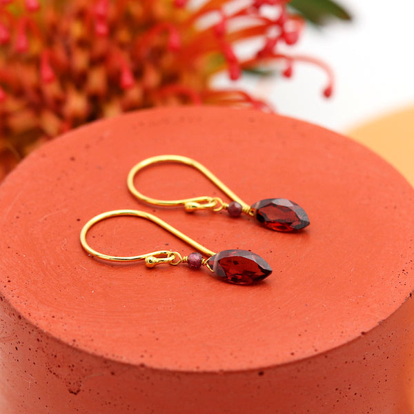 Marquise Garnet Drop Earrings