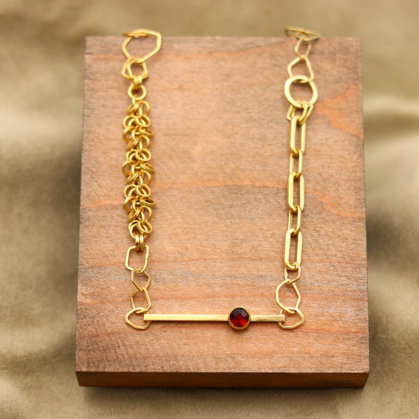 Indian Summer Garnet Fancy Chain Necklace