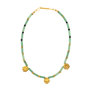 Plethora Tirona Green Aventurine and Onyx Necklace