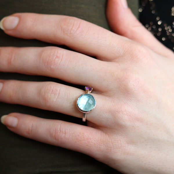 Indian Summer Topaz And Amethyst Ring