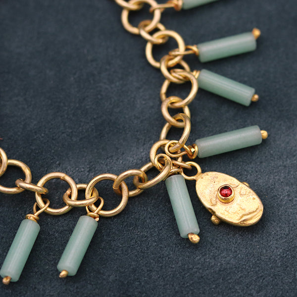 Plethora Aventurine And Garnet Drop Bracelet