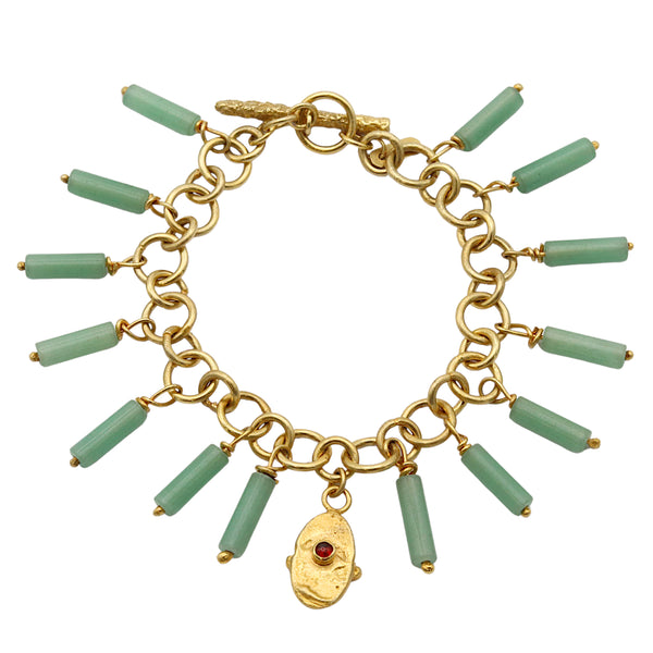 Plethora Aventurine And Garnet Drop Bracelet